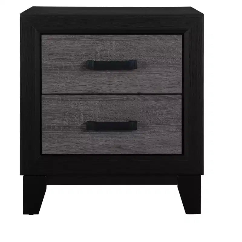 HomeRoots 22 Black And Gray Wood Two Drawer Nightstand
